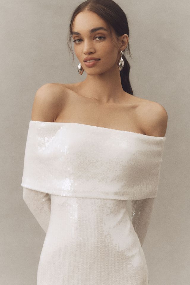 Mare Mare Long-Sleeve Off-Shoulder Sequin Maxi Dress #2
