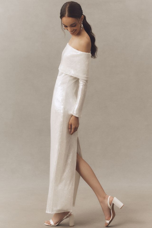 Mare Mare Long-Sleeve Off-Shoulder Sequin Maxi Dress #3