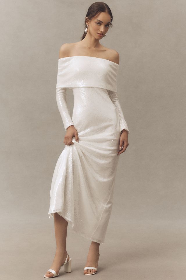 Mare Mare Long-Sleeve Off-Shoulder Sequin Maxi Dress #4