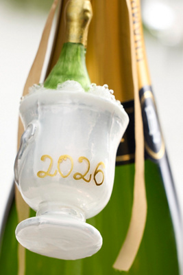 Terrain Vintage Champagne Glass Ornament In White