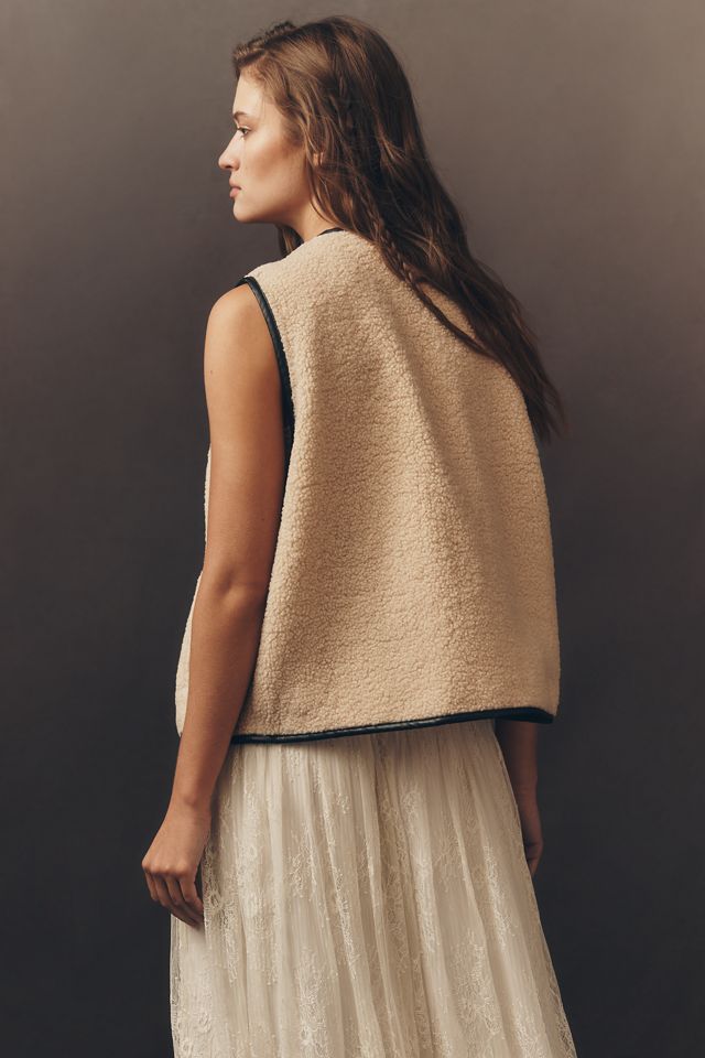 By Anthropologie Faux-Shearling Tie-Front Vest #1