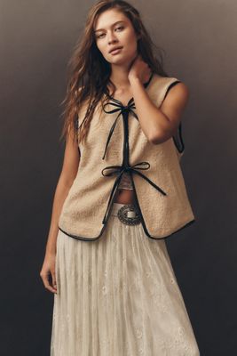 By Anthropologie Faux-Shearling Tie-Front Vest