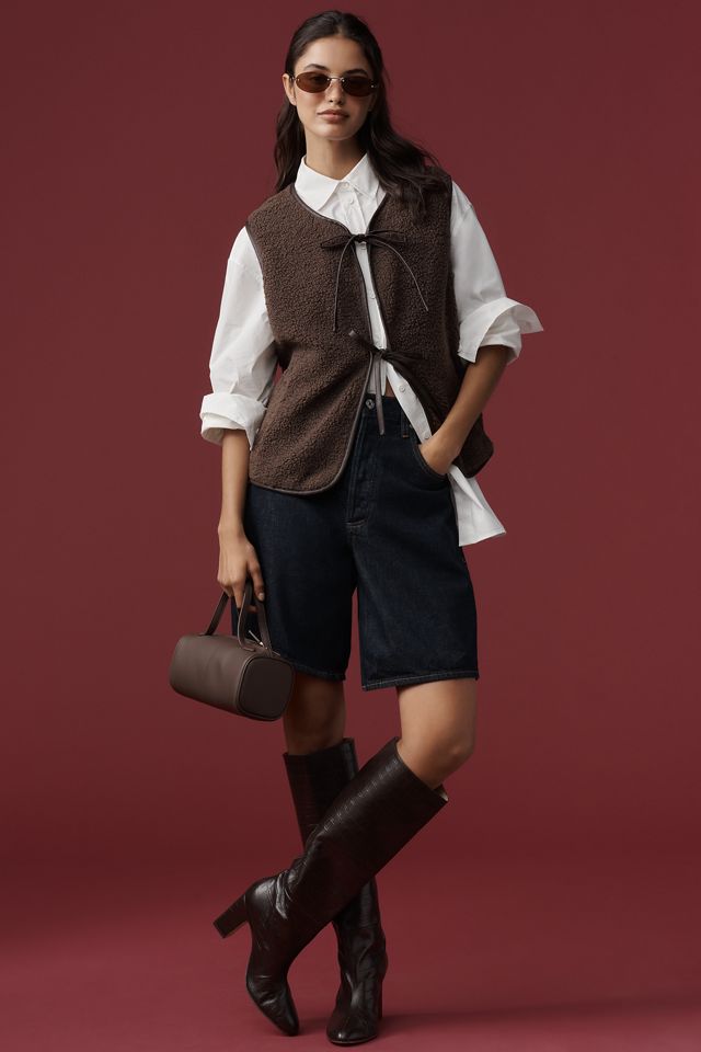 By Anthropologie Gilet Finto Montone con Cintura Frontale #2