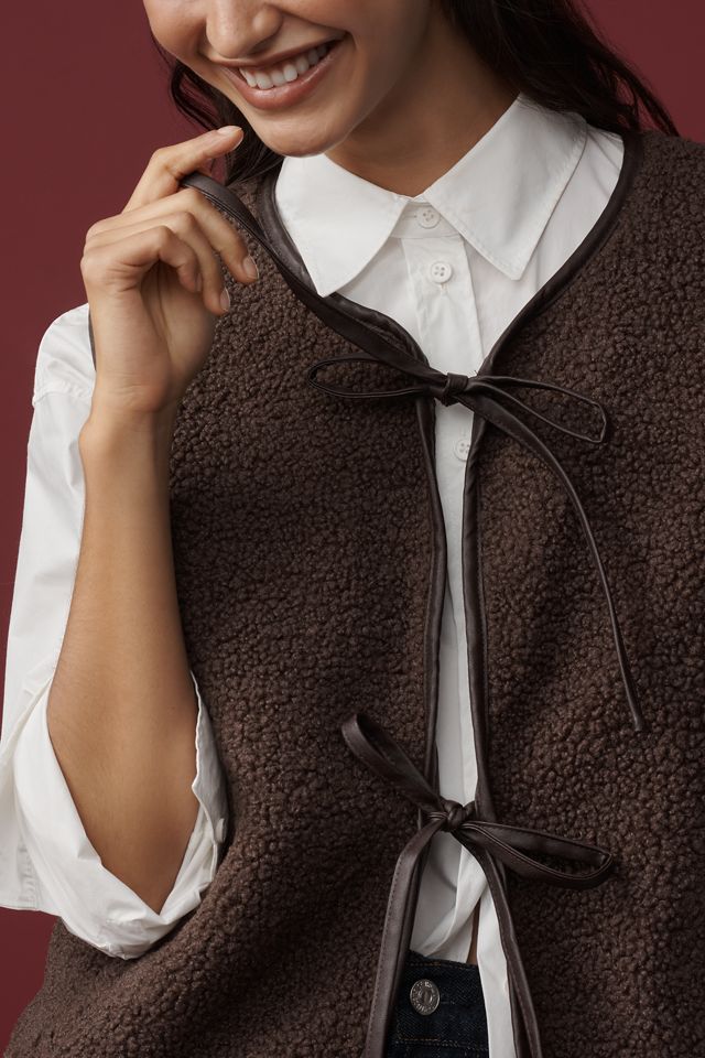 By Anthropologie Gilet Finto Montone con Cintura Frontale #3