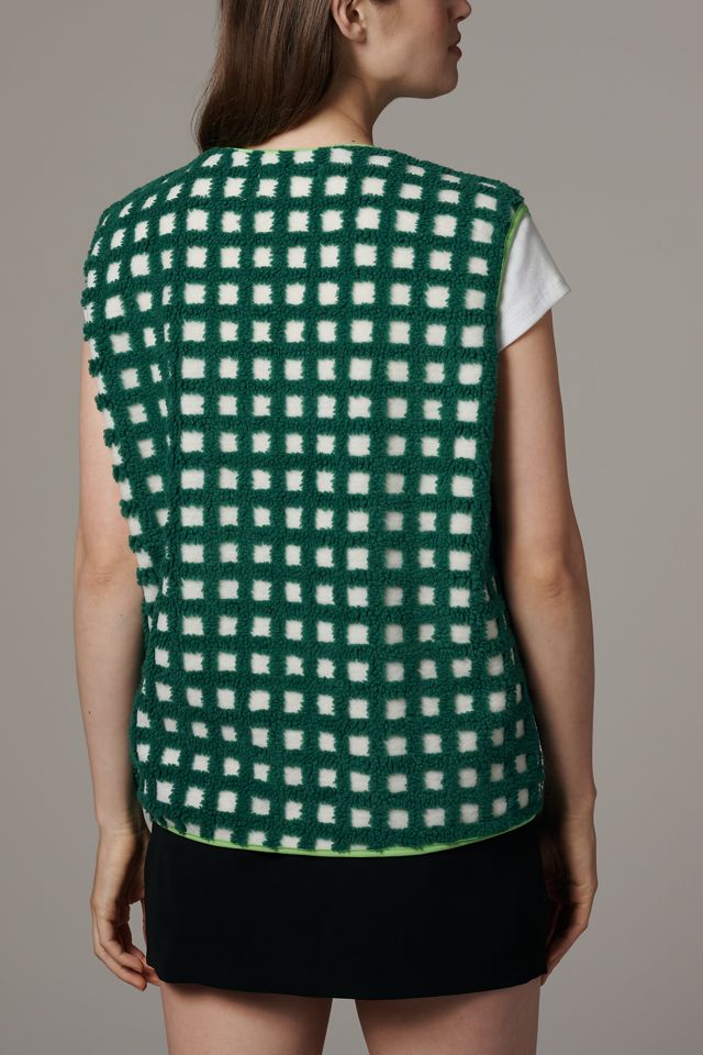 By Anthropologie Sporty Gingham Fleece Vest #2