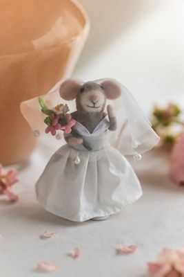 Fancy Bride Mouse Felt Critter
