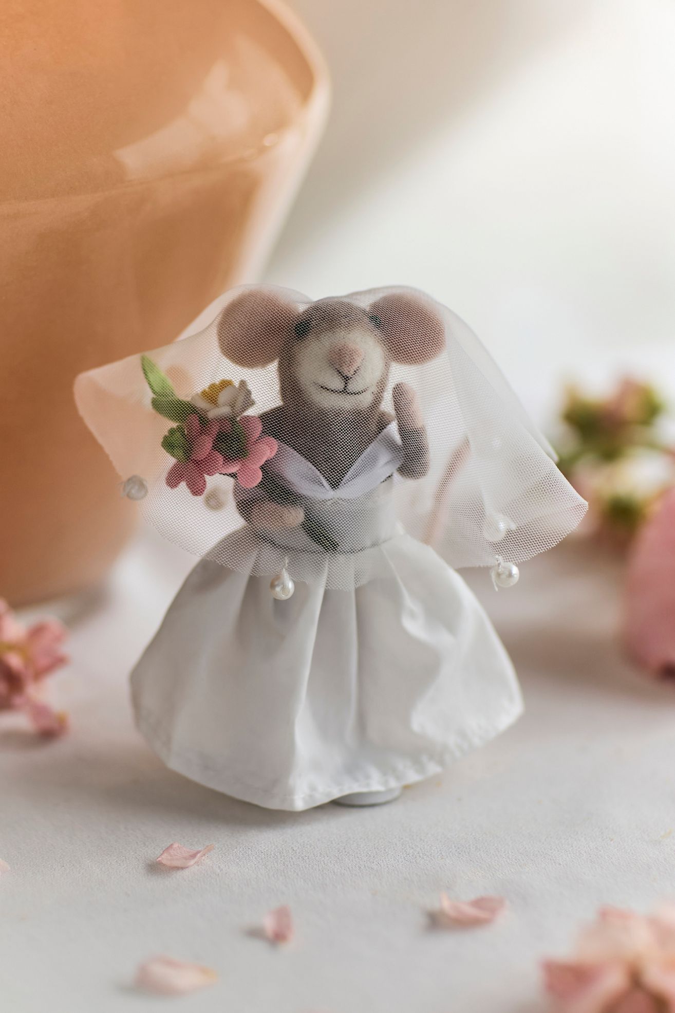 Fancy Bride Mouse Felt Critter - Multi, One Size
