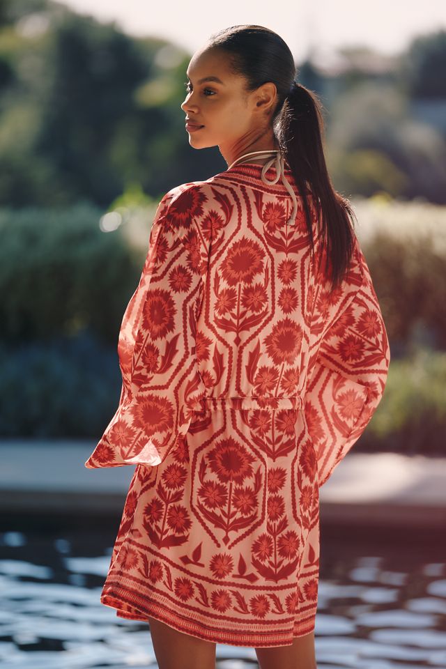 Omika Short Floral Robe | Anthropologie