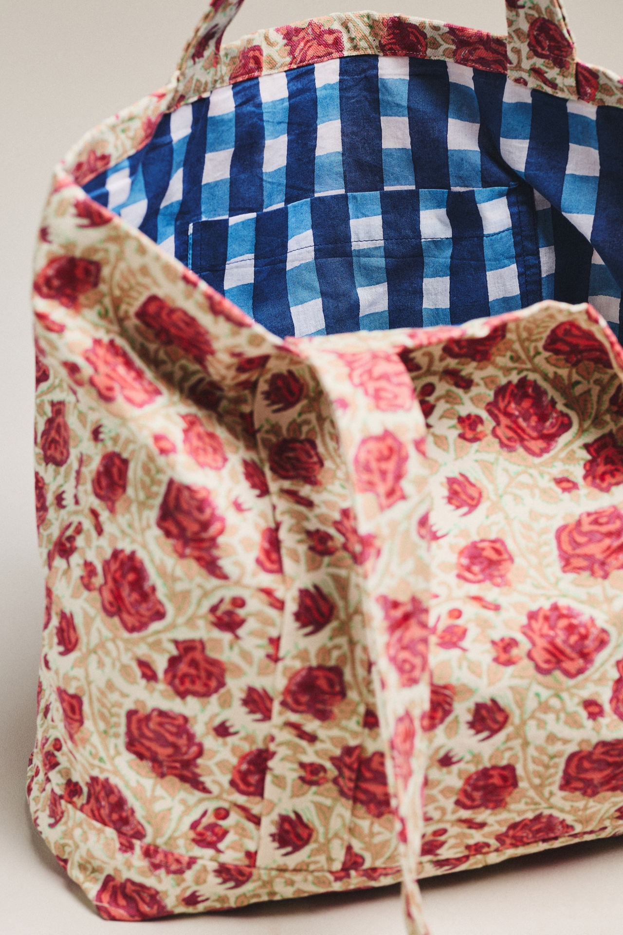 SZ Blockprints Rose Print Canvas Tote