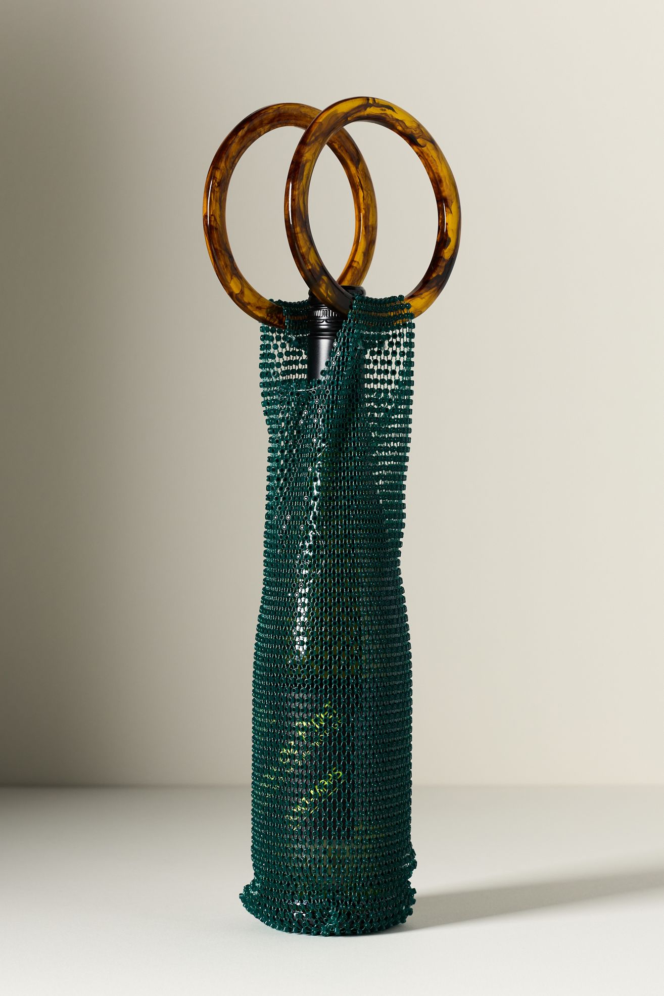 Diamanté Wine Bag - Green, Standard, One Size