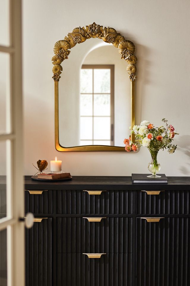 Sabrina Ornate Floral Bird Arch Wall Mirror | AnthroHome