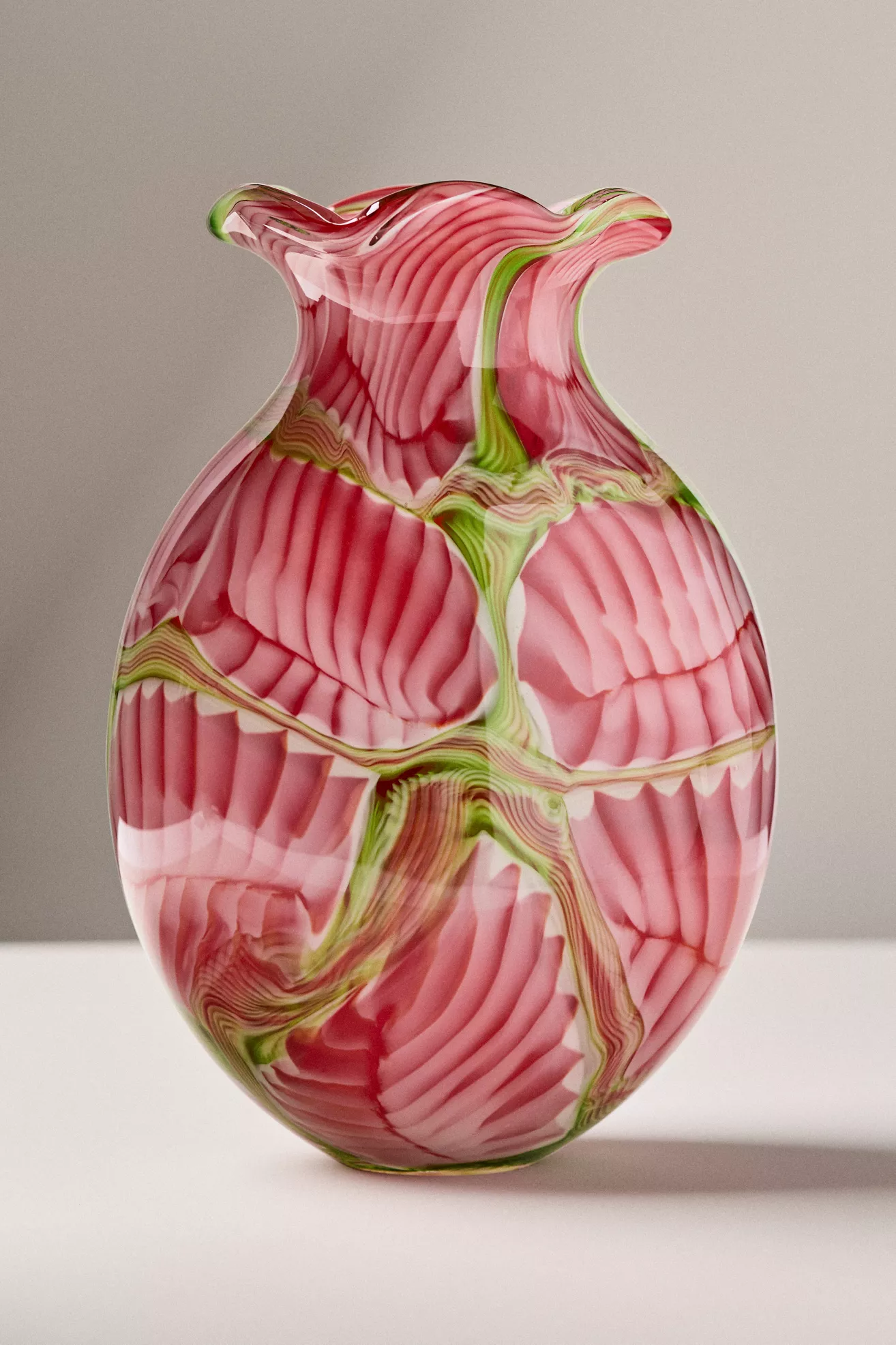 Red Art Glass Vase - thumbnail 2