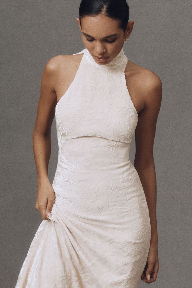 BHLDN High-Neck Velvet Scallop-Hem Maxi Dress #3