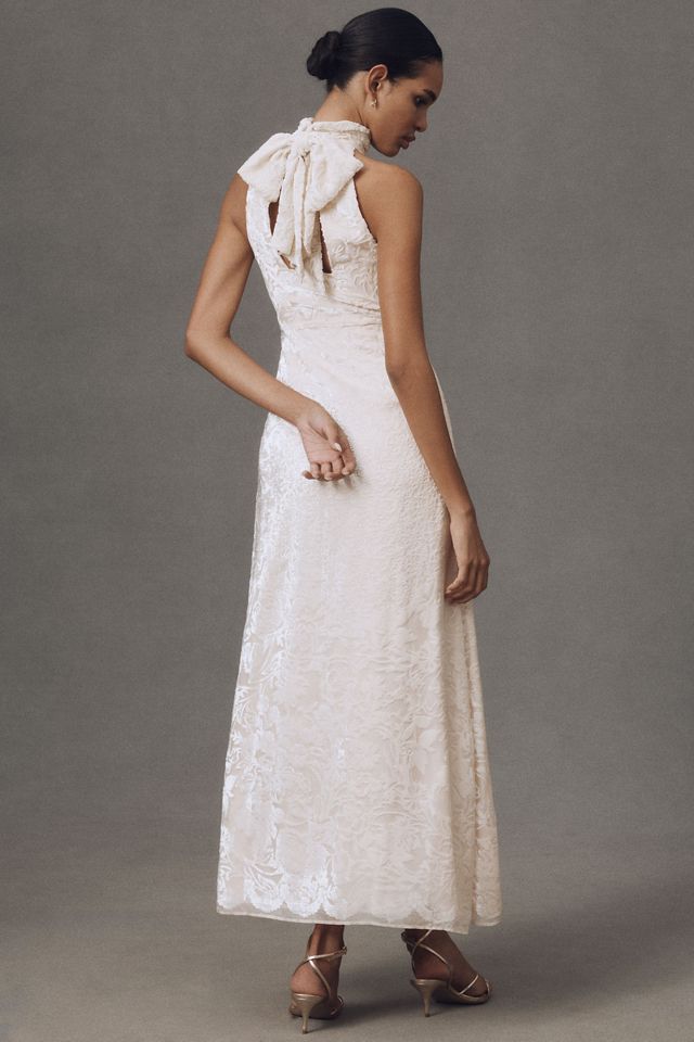 BHLDN High-Neck Velvet Scallop-Hem Maxi Dress #4