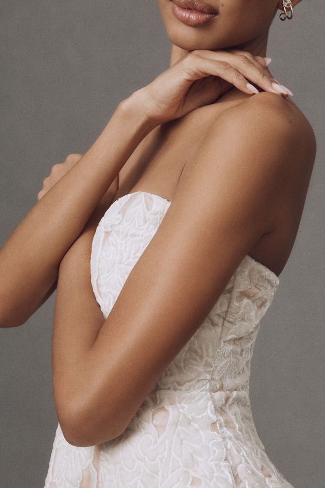 BHLDN Strapless Velvet Mini Dress #3