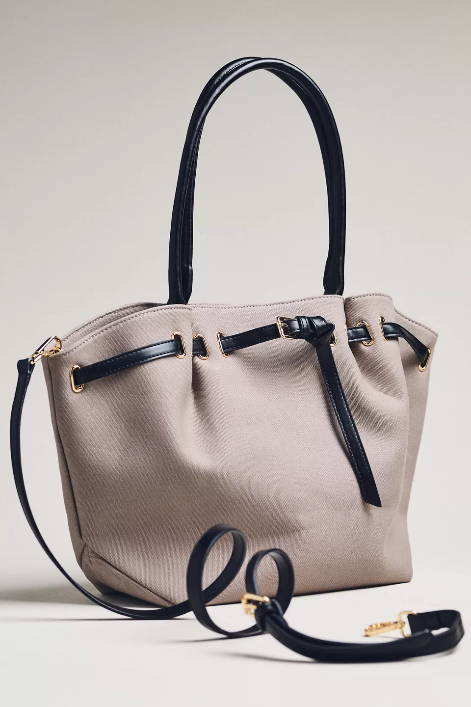 Belted Cinched Canvas Tote