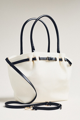 By Anthropologie Belted Cinched Canvas Tote In Sand
