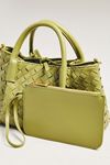 Mini Top-Handle Woven Tote with Wallet