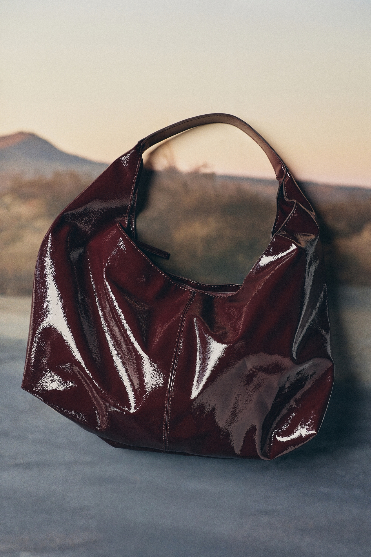 Shiny Faux-Leather Tote