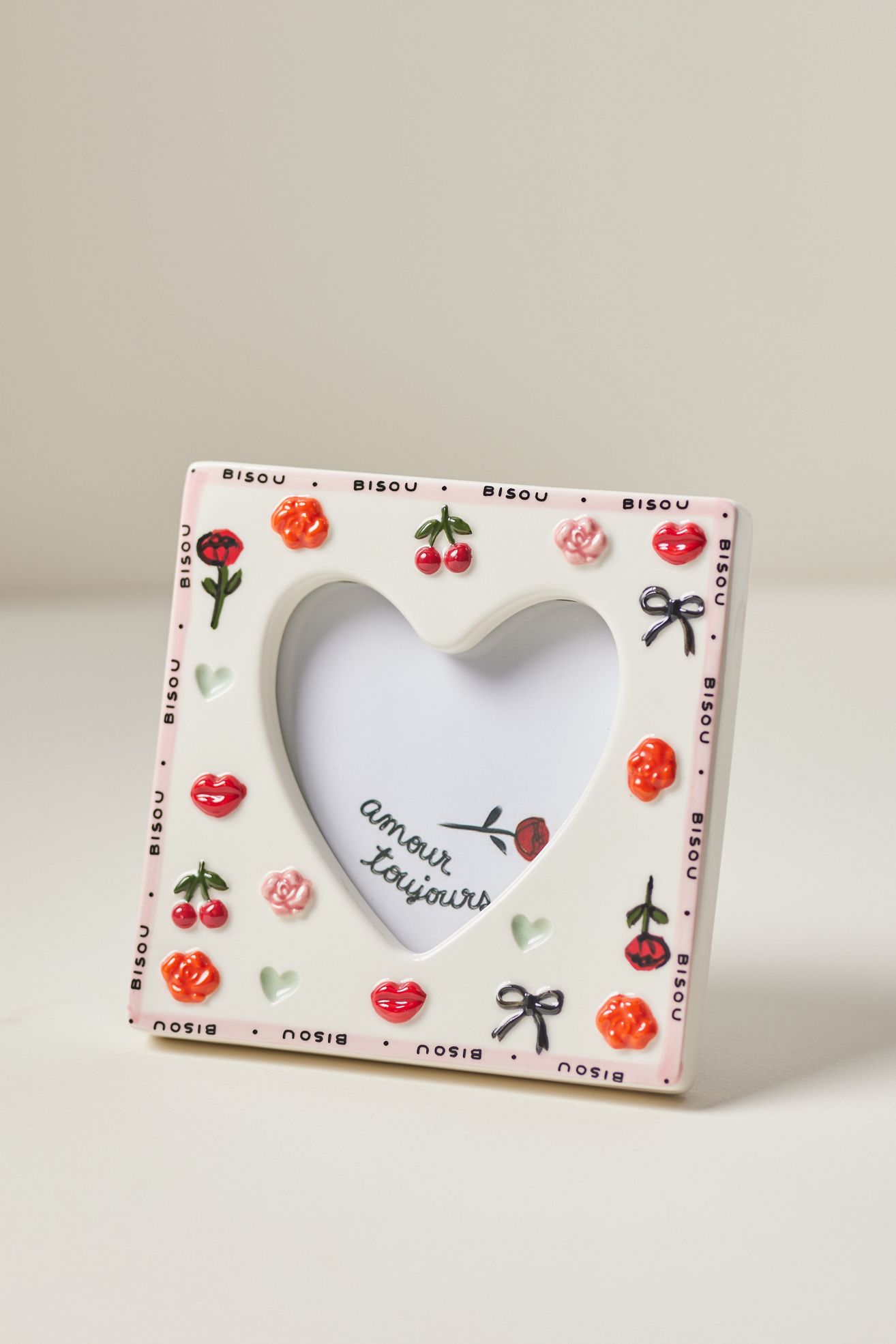 Amour Ceramic Heart Picture Frame - White, Standard, 4 X 4