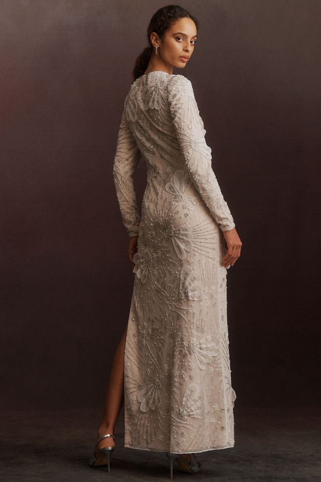 BHLDN Long-Sleeve Beaded Maxi Dress #1