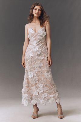 Helsi Camilla Halter 3D Floral Midi Dress | Anthropologie