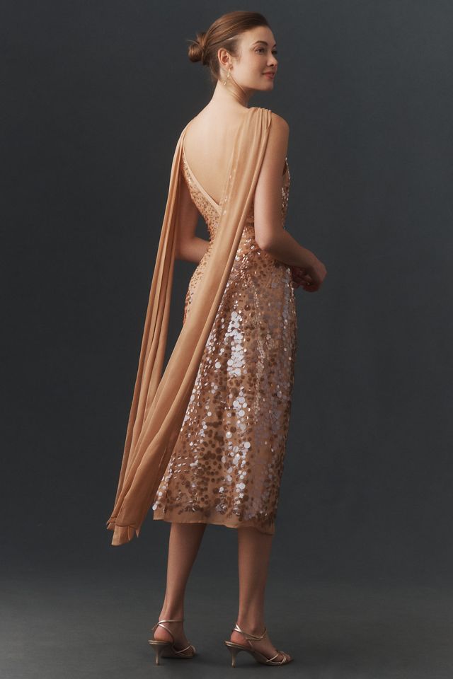 BHLDN Bella Plunged Sequin Midi Dress #2