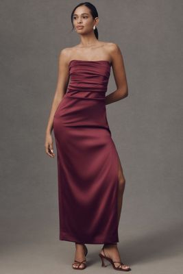 BHLDN Strapless Satin Maxi Dress