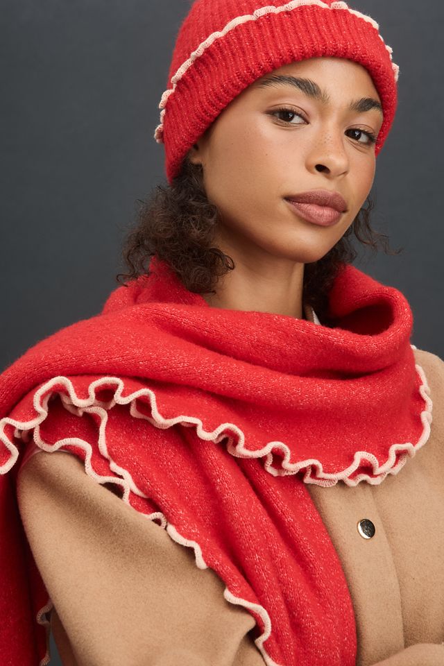 Maeve Lettuce Edge Scallop Scarf | Anthropologie