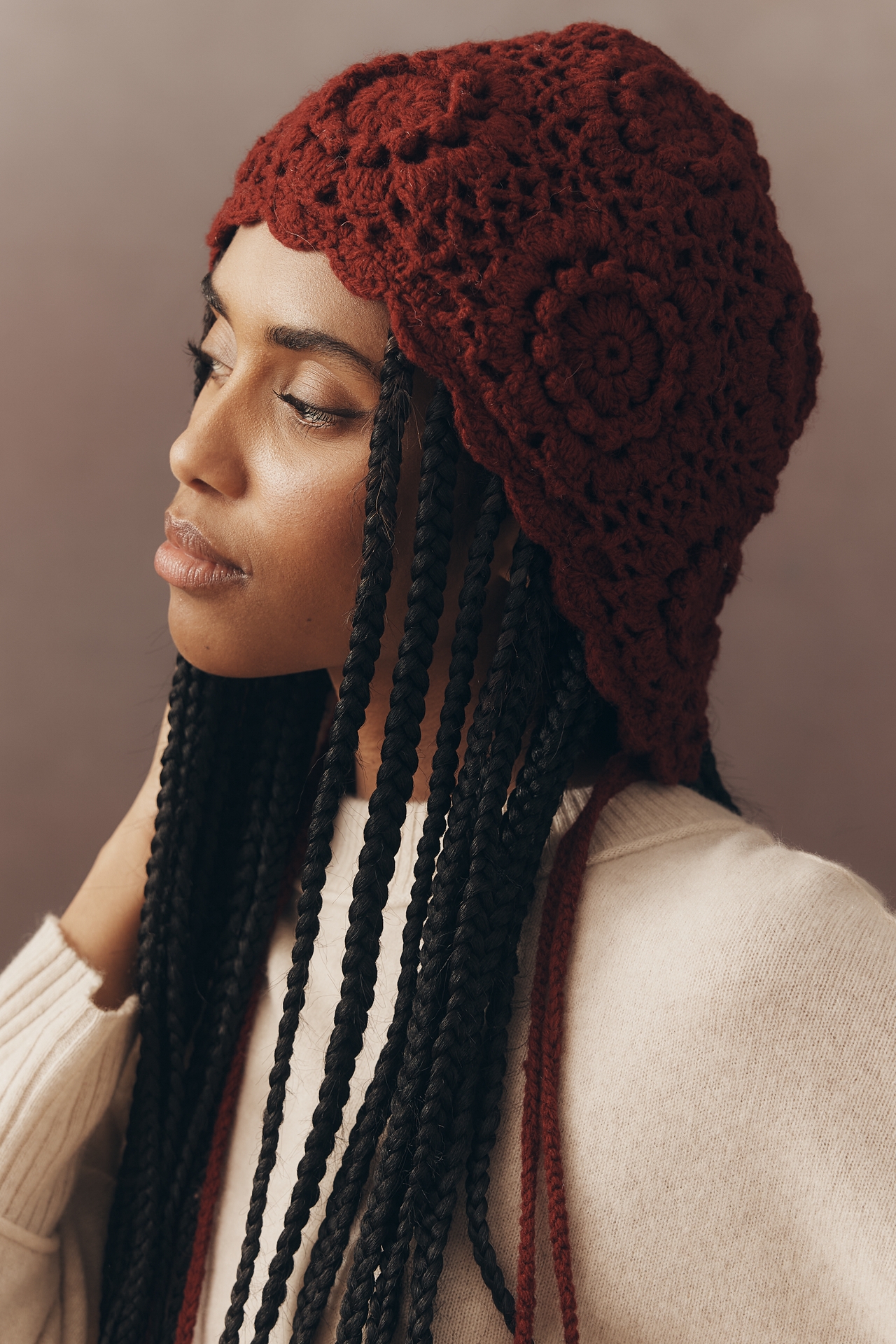 Damson Madder Crochet Bonnet