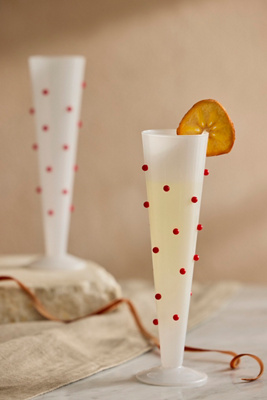 Terrain Red Confetti Glass Flutes, Set Of 2