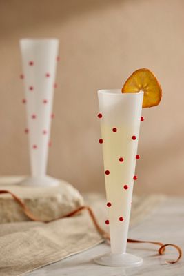 Red Confetti Glass Flutes, Set of 2