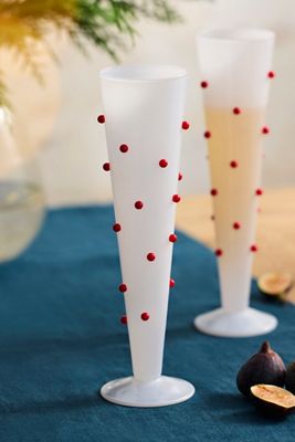 Red Confetti Glass Flutes, Set of 2
