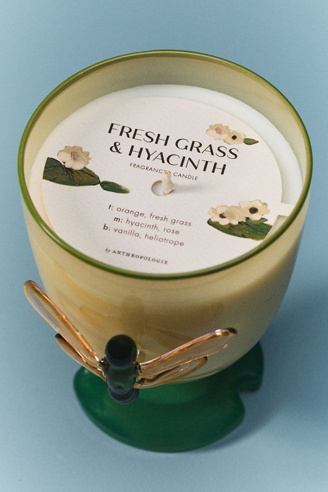 Pauline Floral Fresh Grass & Hyacinth Glass Dragonfly Candle #3