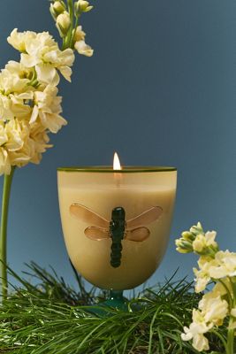 Pauline Floral Fresh Grass & Hyacinth Glass Dragonfly Candle