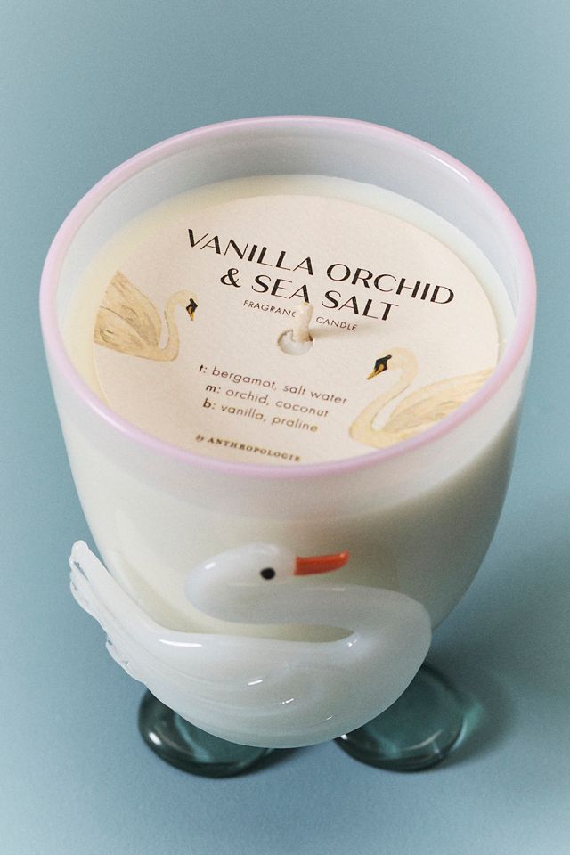 Pauline Fresh Vanilla Orchid & Sea Salt Glass Swan Candle #2
