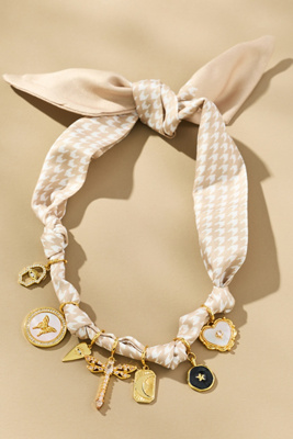 Gemelli Charm Scarf Necklace In Sand