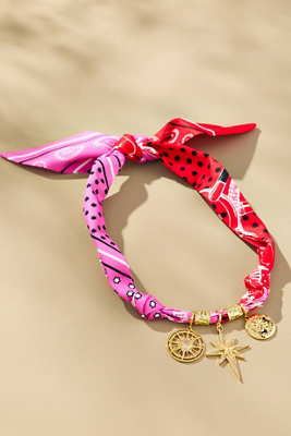 Gemelli Bandana Charm Necklace In Red