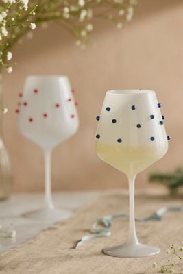 Blue Confetti Wine Glasses, Set of 2