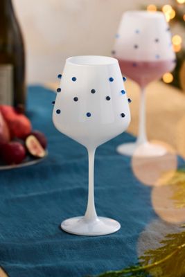 Blue Confetti Wine Glasses, Set of 2