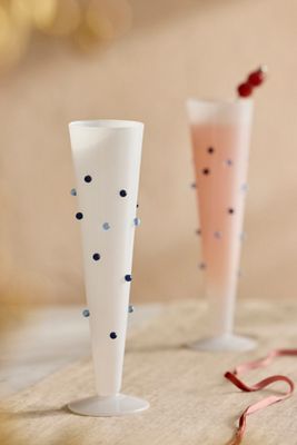 Blue Confetti Glass Flutes, Set of 2