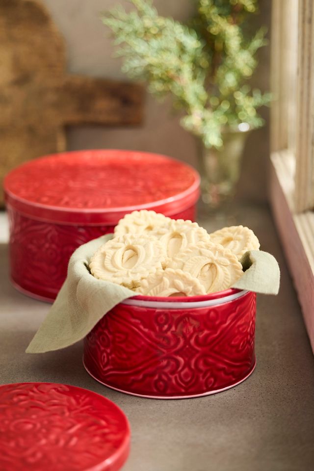 Enamelware Cookie Tin, Red #2