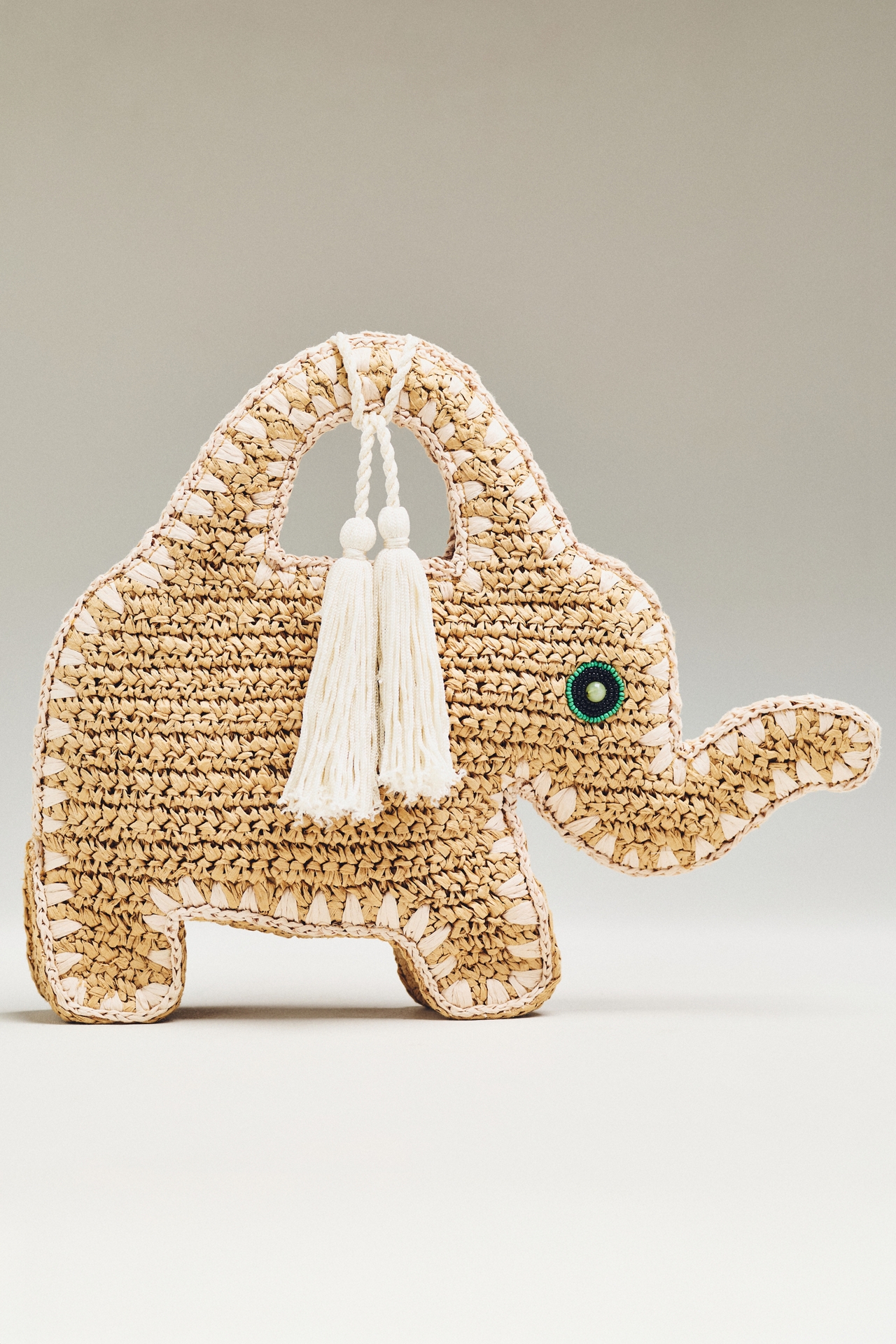 SIMONMILLER Elephant-Shaped Raffia Bag