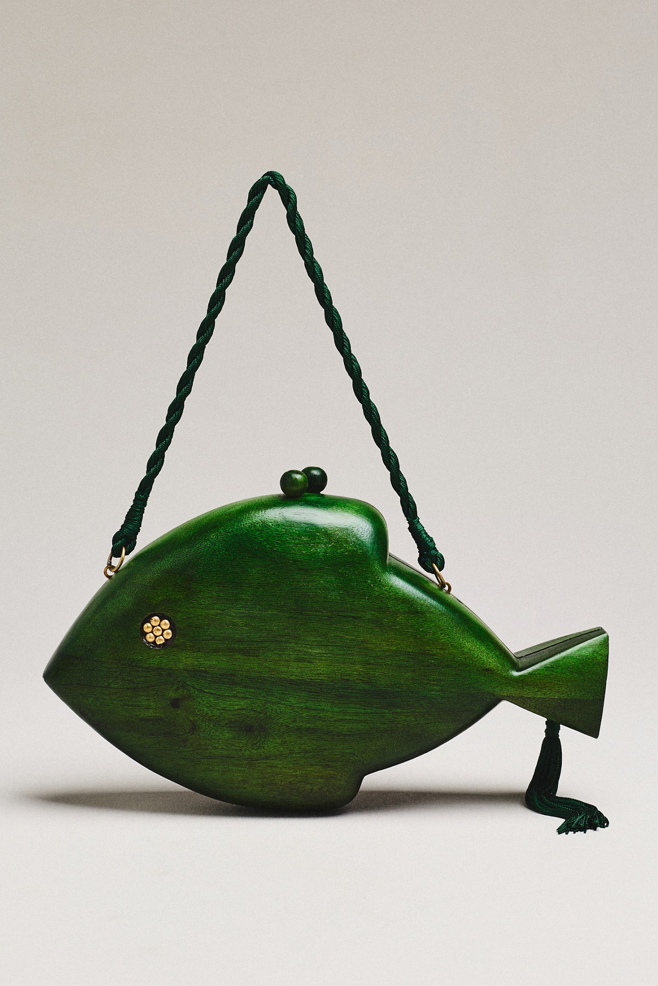 SIMONMILLER Carved Wooden Fish Clutch