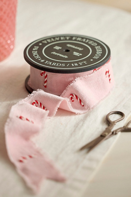 Candy Cane Embroidered Ribbon, Pink | Anthropologie