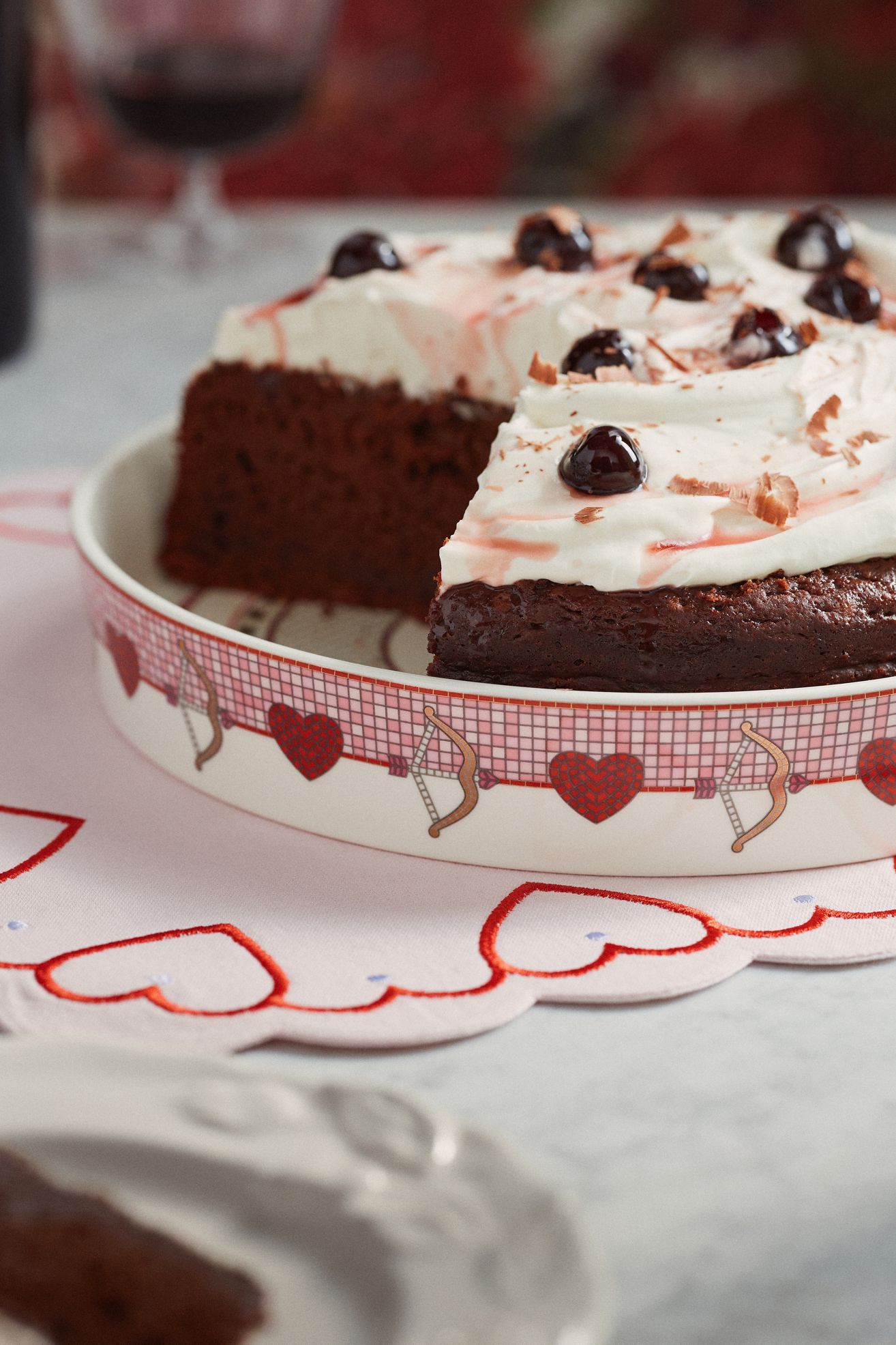 The Bistro Tile Stoneware Pie Dish: Valentine's Edition - Pink, One Size