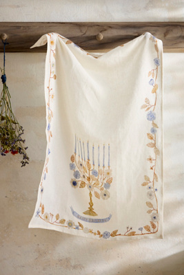 Lana's Shop Hanukkah Linen Dish Towel In Multi