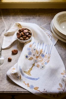 Hanukkah Linen Dish Towel