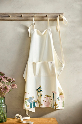 June & December Moss + Mushroom Cotton Apron In White