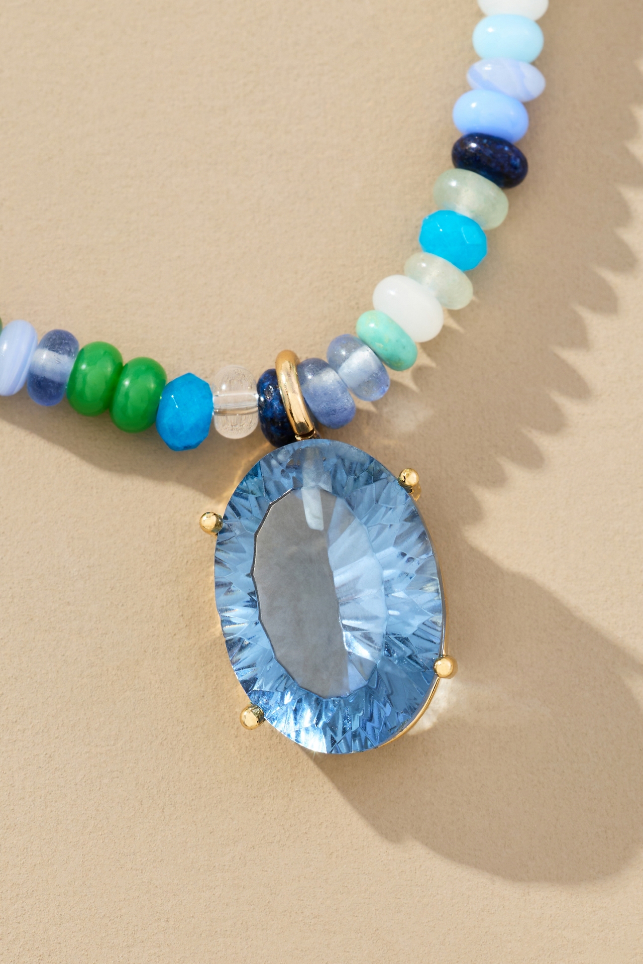 Colorful Beaded Stone Pendant Necklace
